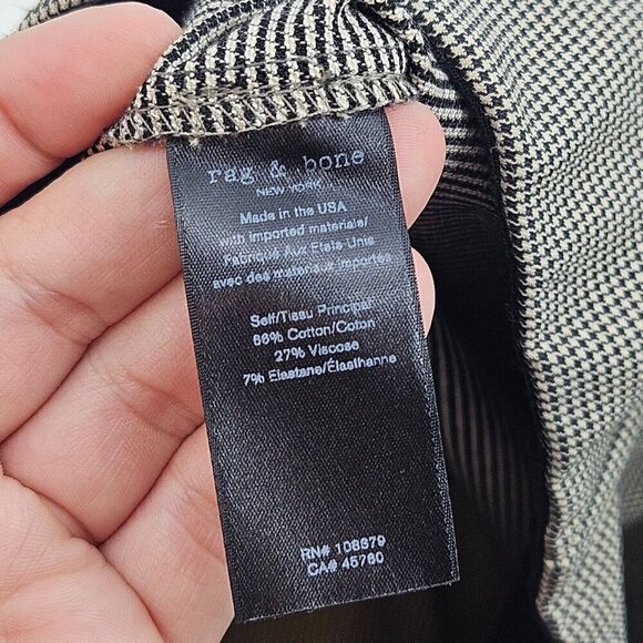 Rag & Bone Simone Houndstooth Plaid Pant Black/Beige Women’s 10 Preppy Academia - Picture 7 of 11